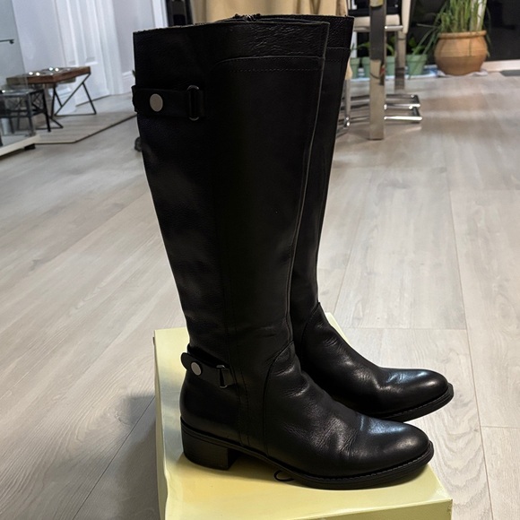 Franco Sarto Shoes - Ladies 8 Franco Sarto Crash Black Leather Riding Moto Tall Boots